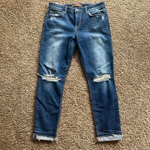 Joe's Jeans Dark Blue Ripped Cropped Jeans